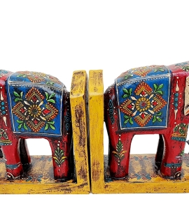 Handpainted Elephant Shaped Bookend